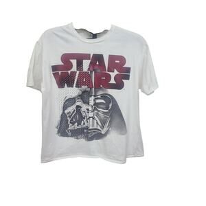 Mens XL Disney Star Wars Darth Vader White Crew Neck T-Shirt Excellent Condition